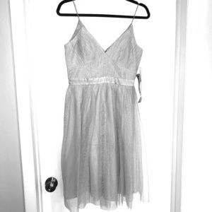 Gorgeous spaghetti strap silver Aidan Mattox dress